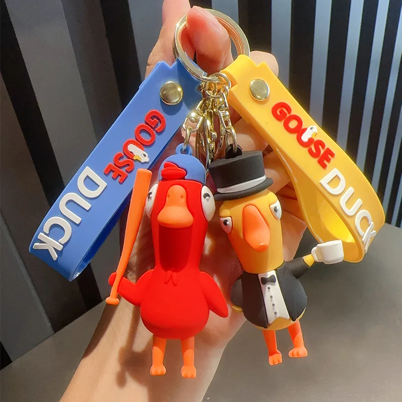 Funny Cartoon Cute Goose Doll Keychain Creative Fun Bag Car Key Charm Student Backpack Decorative Pendant Birthday Small Gift