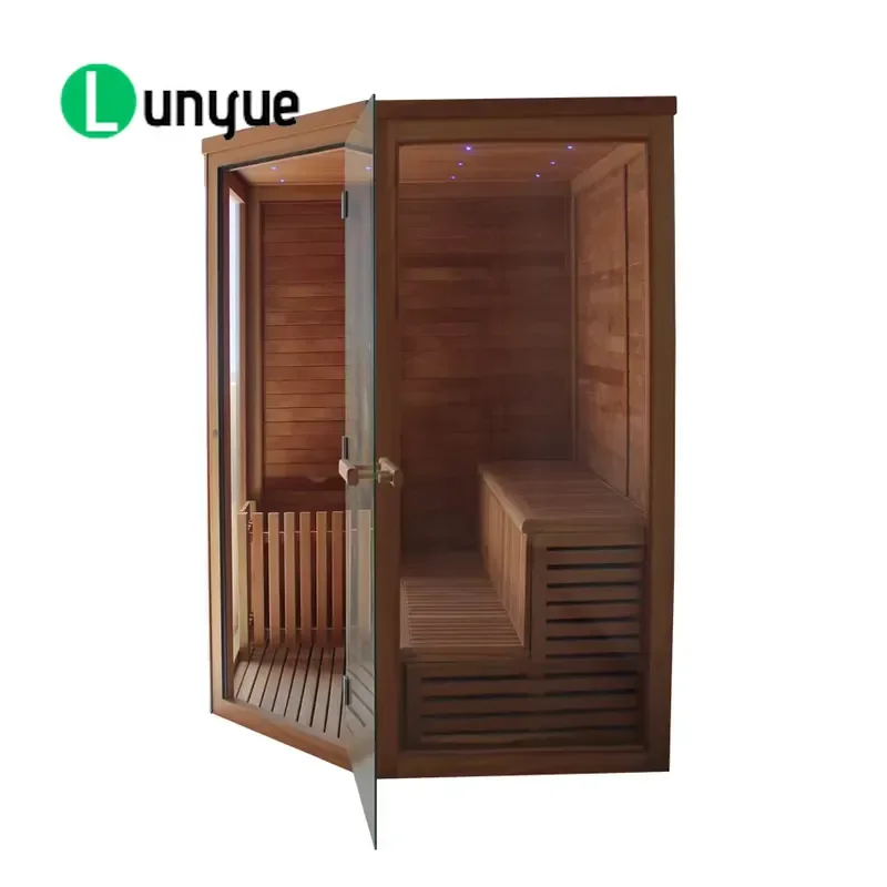 4-6 Person Deluxe Wooden Steam Sauna Room Household Spa Bath Combination Unit for Bathroom Home Wellness Relaxation Durable