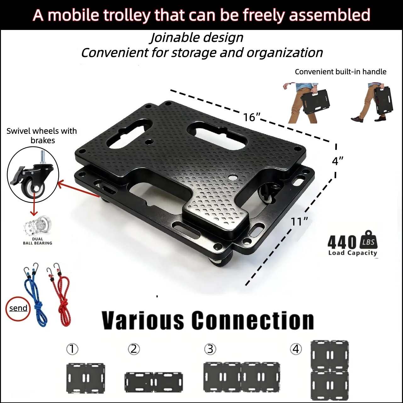 

A Set Multi-functional And Portable Connectable Mobile Furniture Cart 440 Pound Mobile Easy And Effortless To Push The Cart