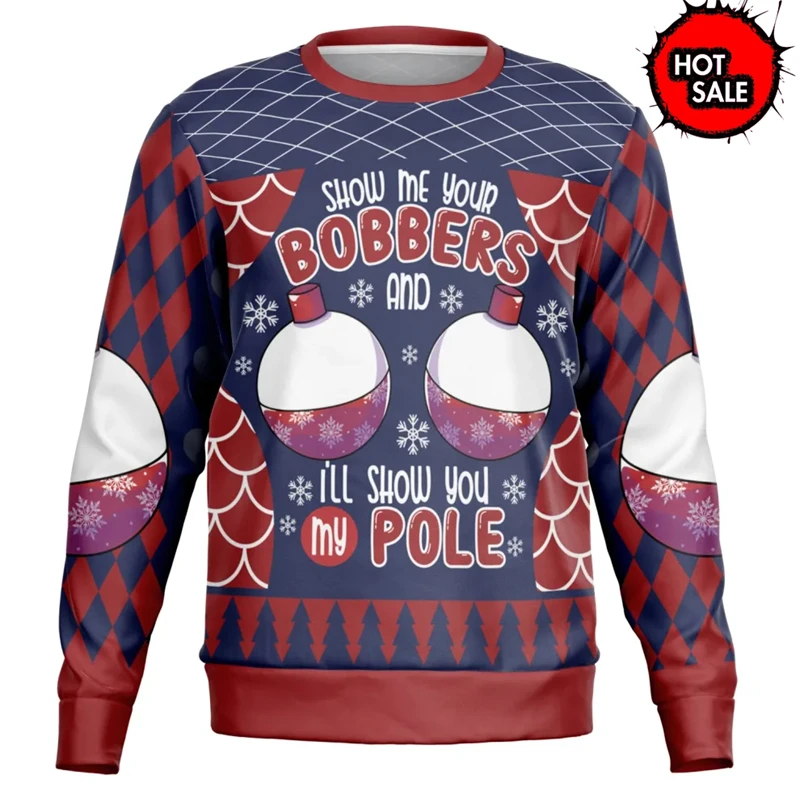 Unisex Ugly Christmas Print Pullover Sweater For Men Women 3D Santa Claus Printed Autumn Sweaters Funny Round Collar Sweatshirts