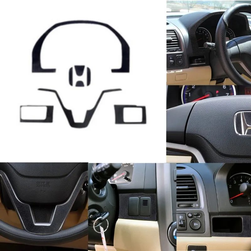 

Suede Car Interior Steering Wheel Dashboard Large Frame Decorative Sticker For Honda CR-V CRV 2007-2011Styling Accessories