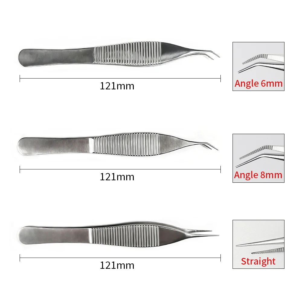 Hot Sale 6mm/8mm Curved Clip Forceps FUE Implanting Clamp 304 Stainless Steel Tweezers for Hair Follicle Extraction