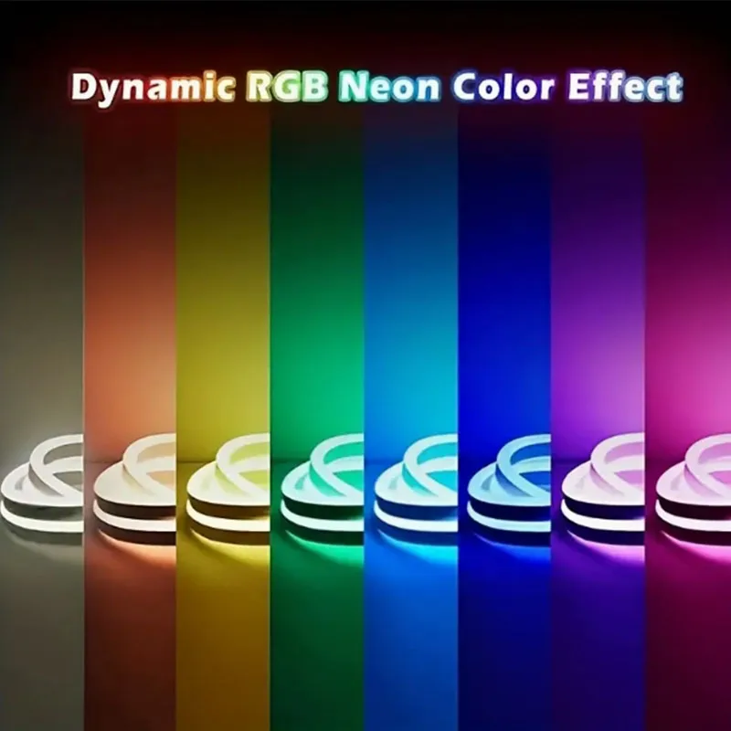 Smart Neon LED Strip Light Sign Remote Control RGB Flexible Neon Tape TV Backlight 1/3/5m Waterproof for Room Home Outdoor Decor