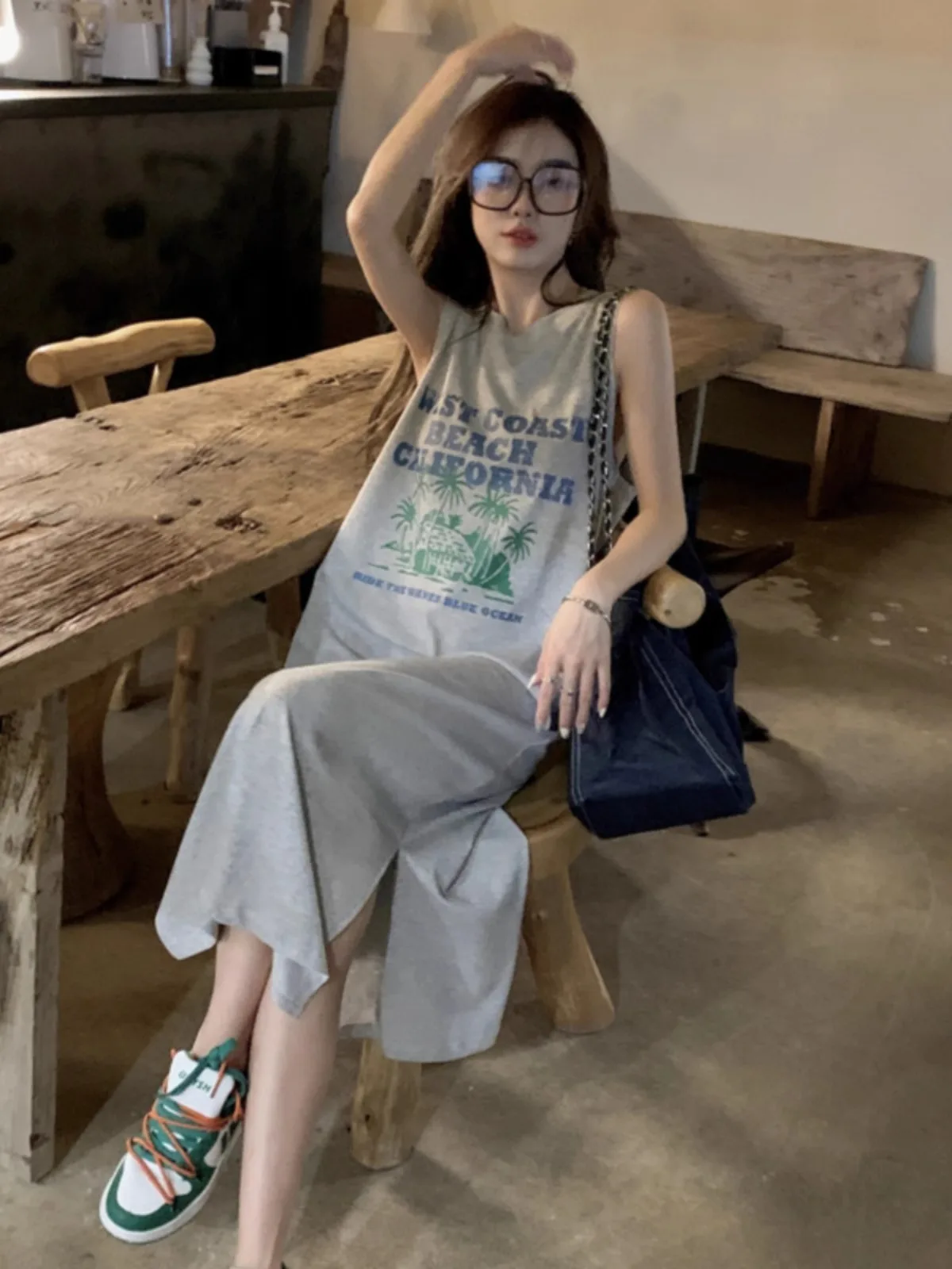 T-shirt Long en coton ample pour l'été, imprimé Dr paresseux, Svel, Dr au-dessus du genou, Dr Commute, coréen, taille ample