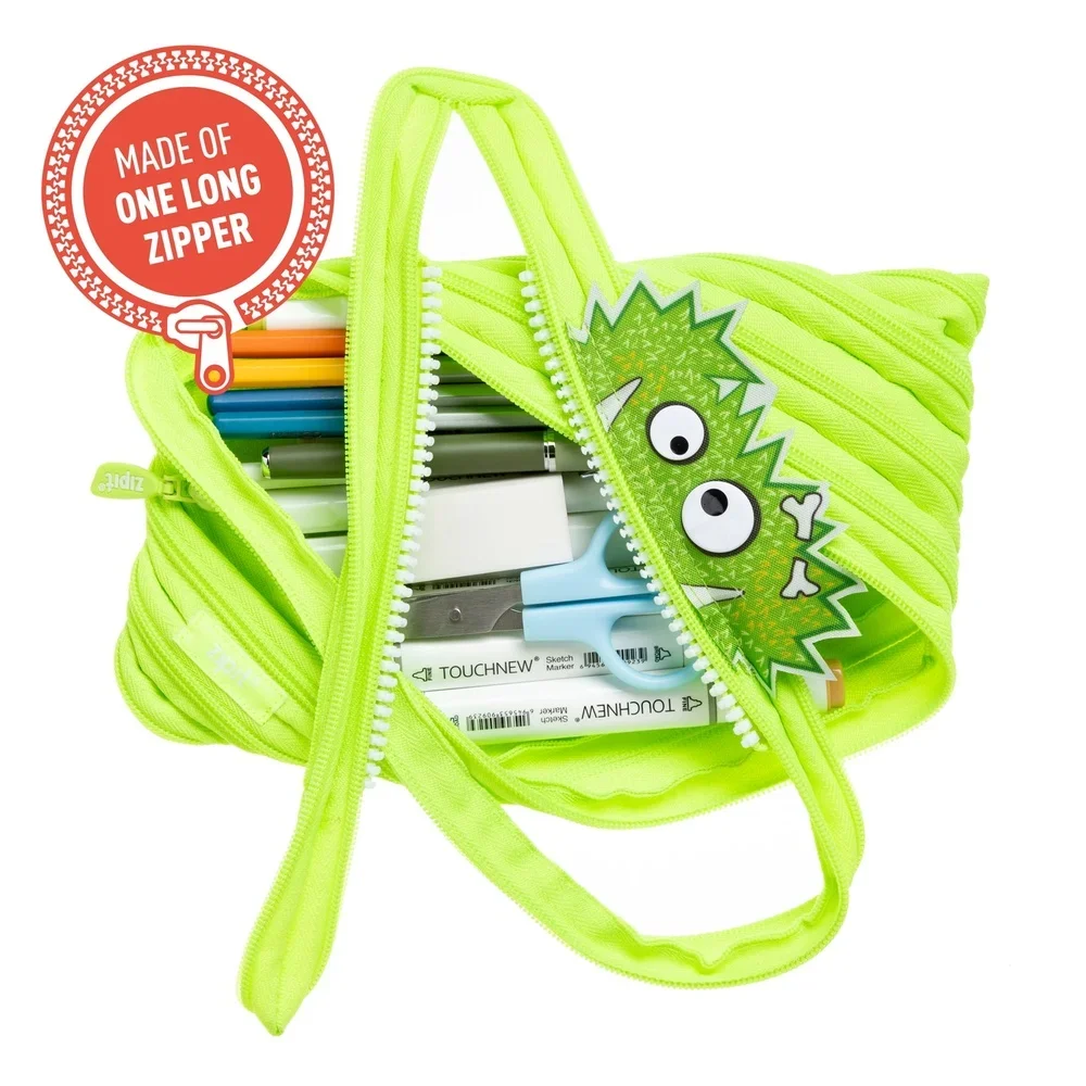 مقلمة مونستر جامبو ذات سعة كبيرة تحمل 60 قلمًا وسحاب طويلًا وحقيبة مكياج من البوليستر المتين ومنظم اللوازم المدرسية