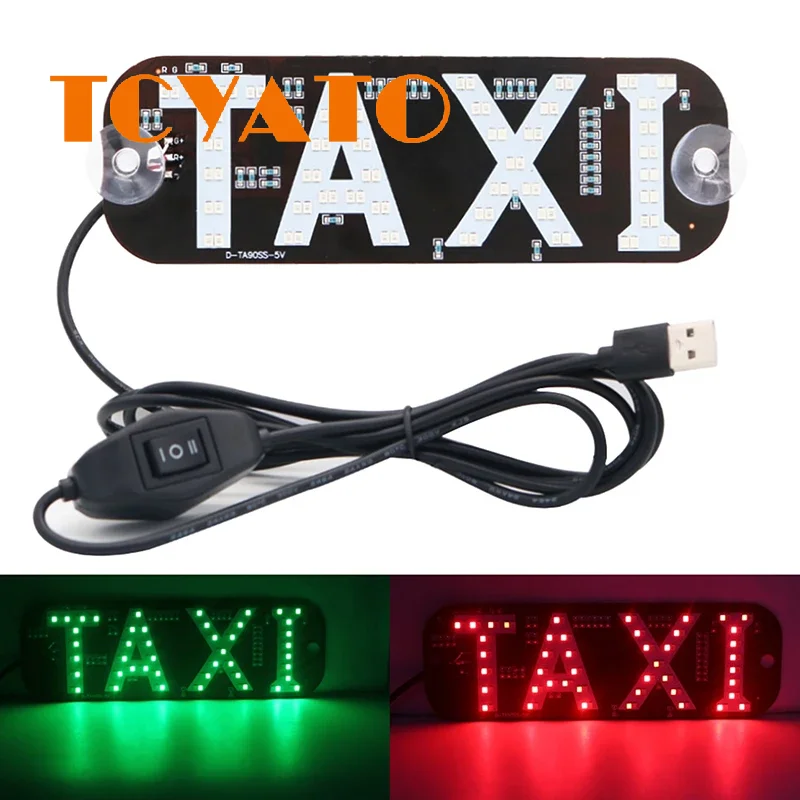TCYATO Taxi Light,Dual Colors LED Sign Decor,2 Color Changeable Taxi LED Light, Hook On Car Window With USB (Red And Green, USB)