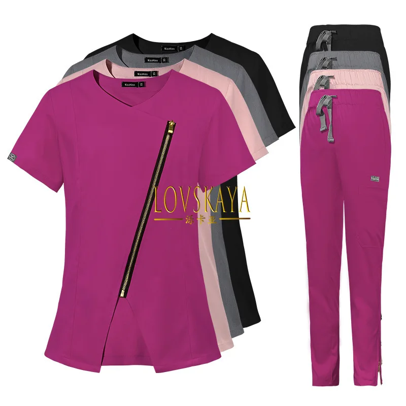 Short sleeved surgical suit female doctor and nurse suit beauty salon work clothes summer brush hand clothes