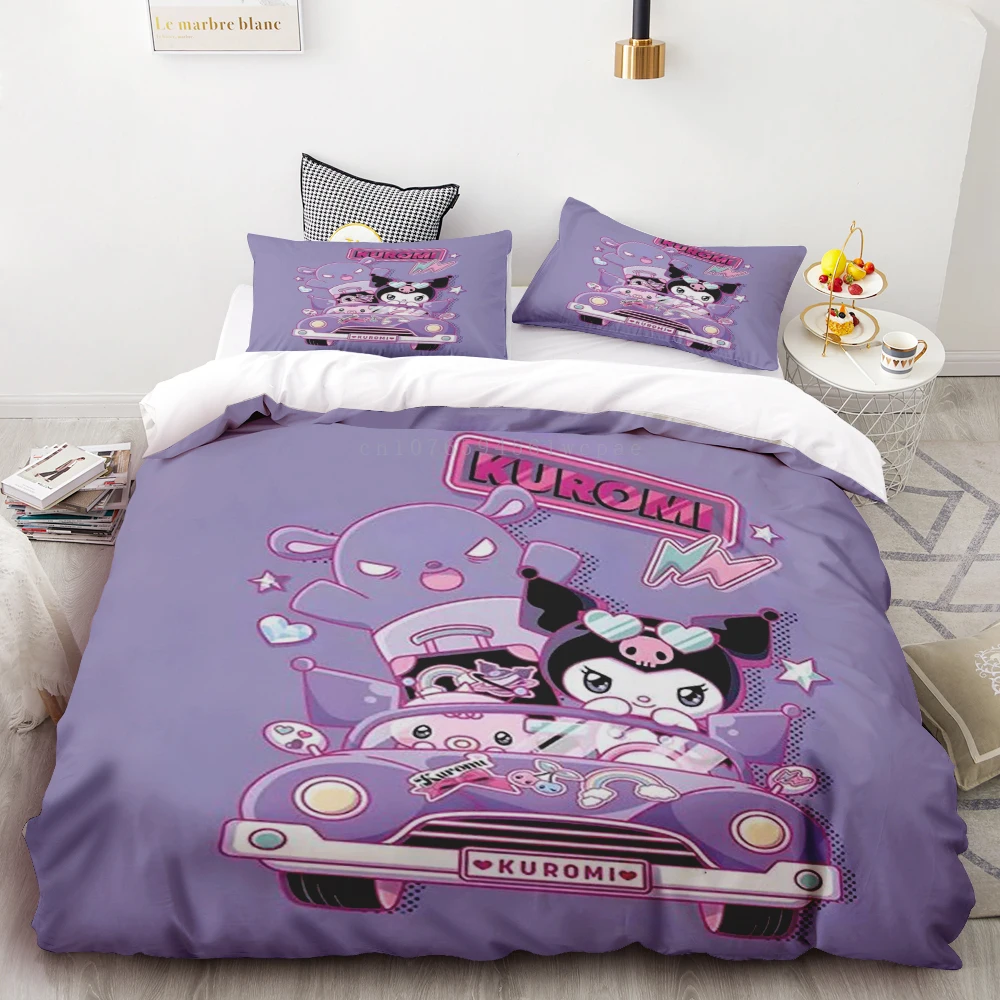 

Kuromi Kids Duvet Cover Cute Cartoon Bedding Set Quilt Cover Bedroom Decoration Children Teen Gift Full Size Double Single