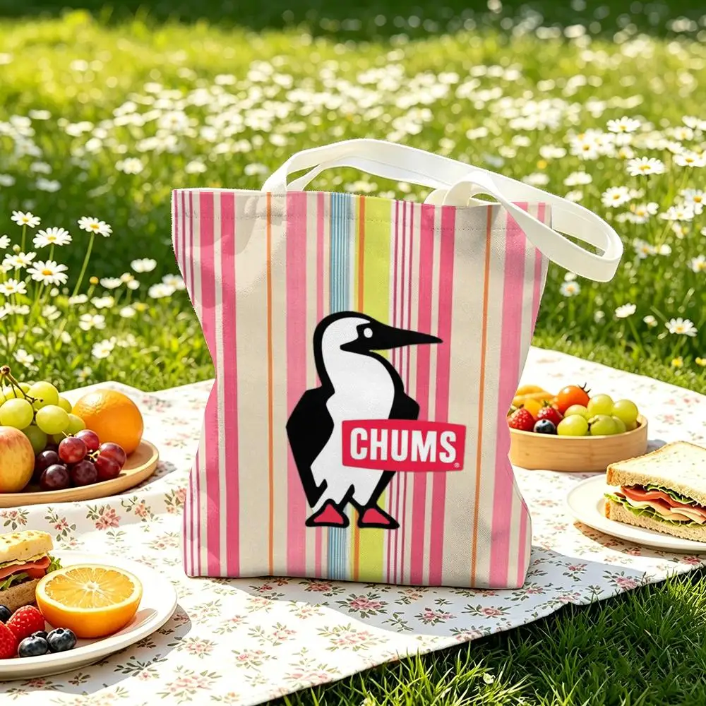 Fashion C-Chums-s Storage Bags Canvas Tote Bag Double-Sided Print Durable Shoulder Beach Handbag for Picnic Gift