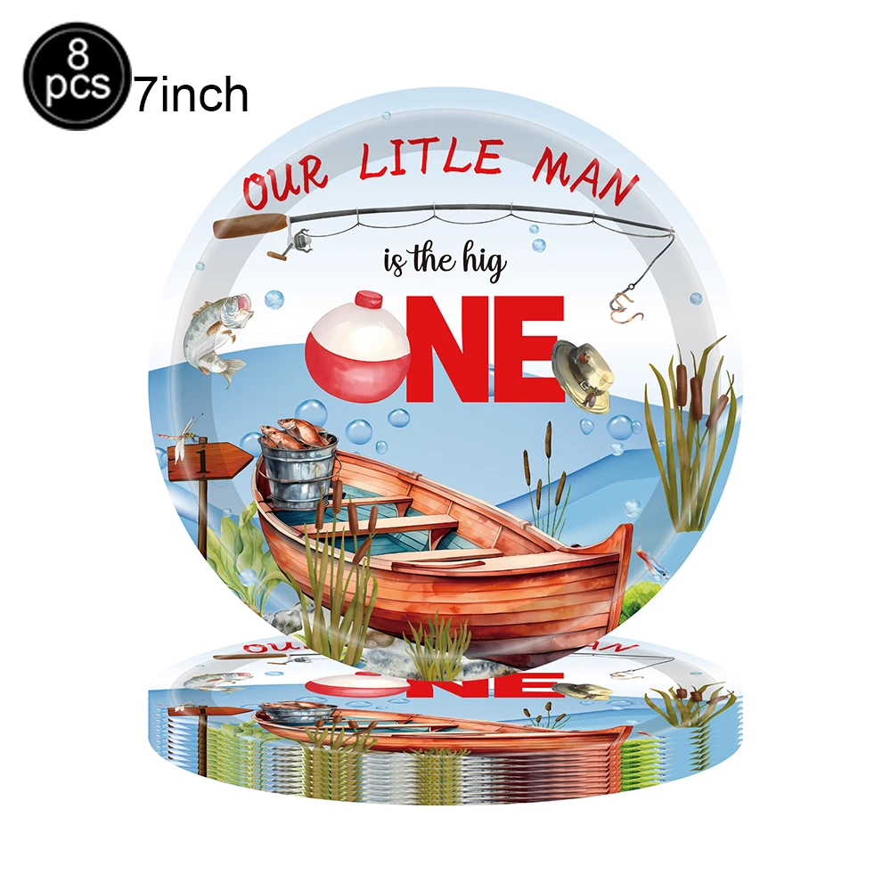 Gone Fishing Tableware Fishing Birthday Party Decor Little Fisherman Gone Fishing Themed Disposable Tablecloth Plate Napkin Cups