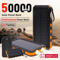 50000mAh Solar Power Bank Large Capacity Fast Charging Portable Charger lanyard Compass External Battery Outdoor Backup Power