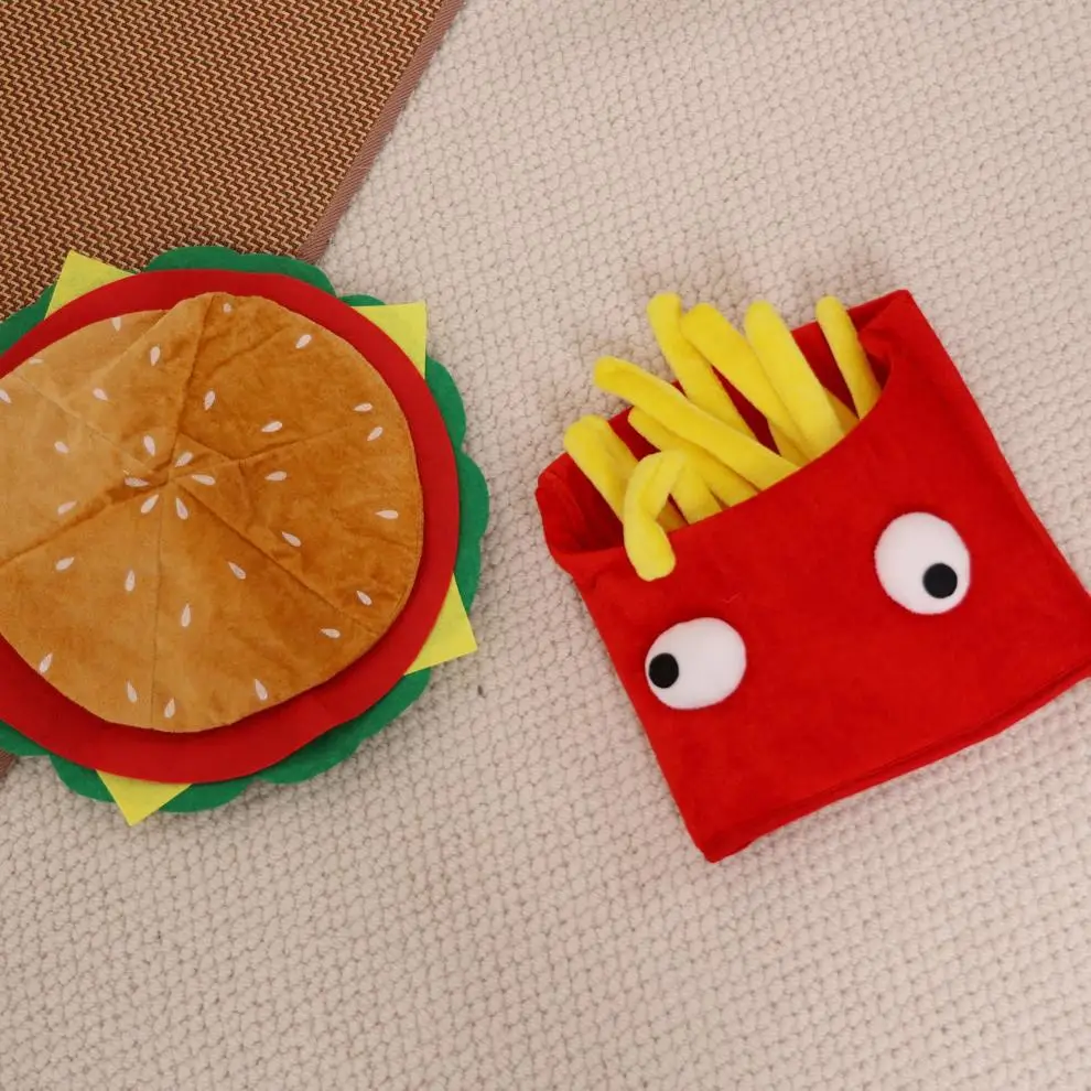 Funny French Fries Burger Hats Carnival Photography Props Party Hats Cosplay Costumes Headdress Accessories Show-image