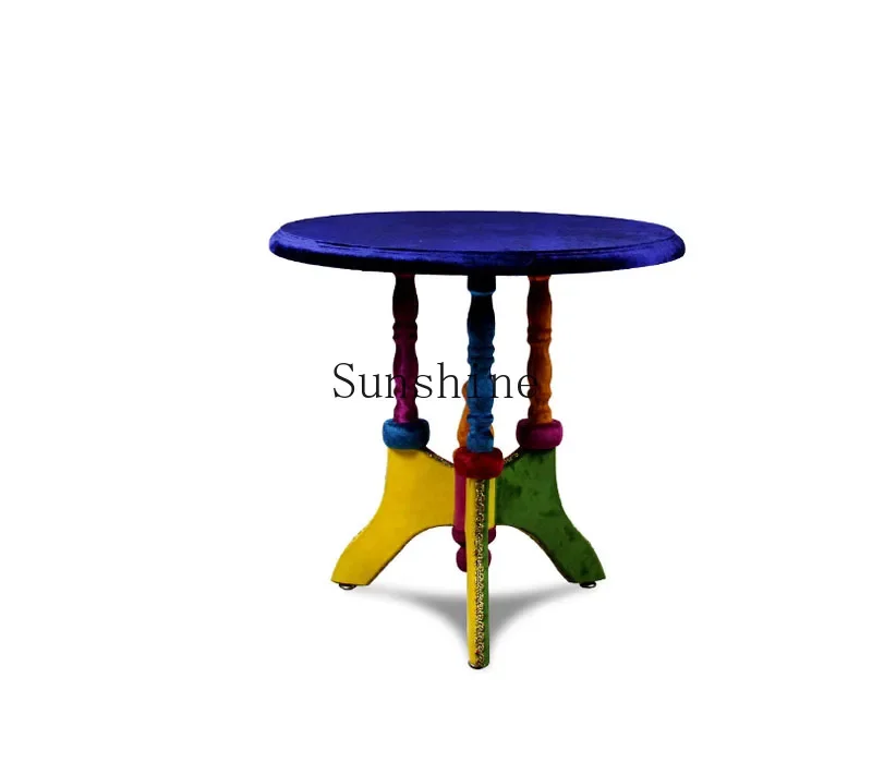 Nordic solid wood coffee table simple balcony small round table small apartment corner table