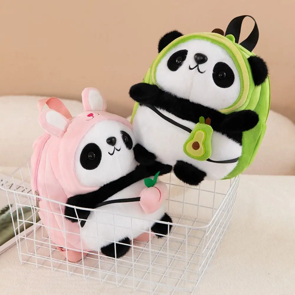 

Big Capacity Panda Plush Backpack Large Capacity Animal Cartoon Panda Avocado Bag Fashion Stuffed Panda Plush Bag