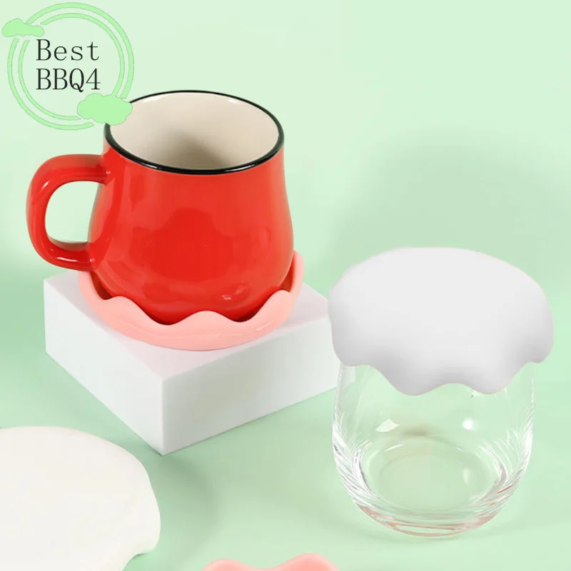 (BBQ4)Multi Sizes Silicone Leakproof Mug Lid Heat Insulation Coffee Cup Cover Reusable For Commute Travel Outdoor And Home Use