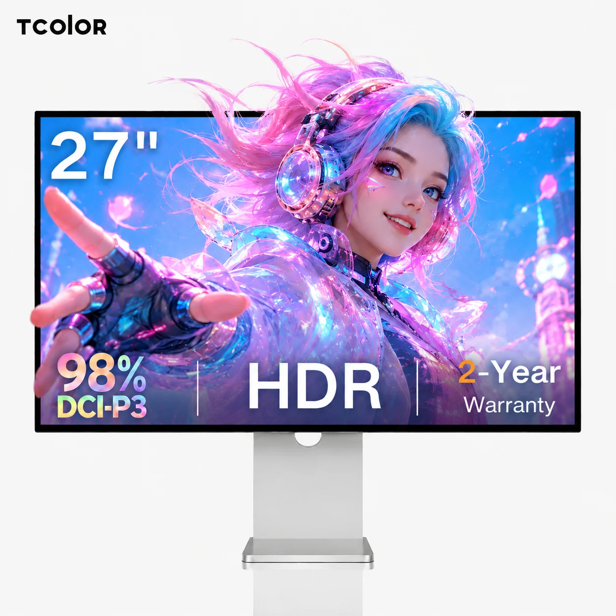 

TCOIOR 27" 5K IPS Monitor 60Hz HDR600 ΔE≤2 99% DCI-P3 100% sRGB Low Blue Light Eye Care for Design