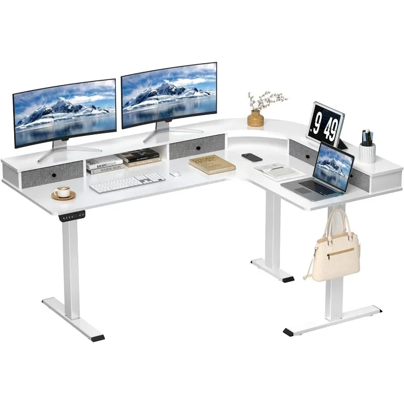 

Standing Desk, Adjustable Height Standing Desk Corner Electric Standing Desk with Monitor Stand for Home Office