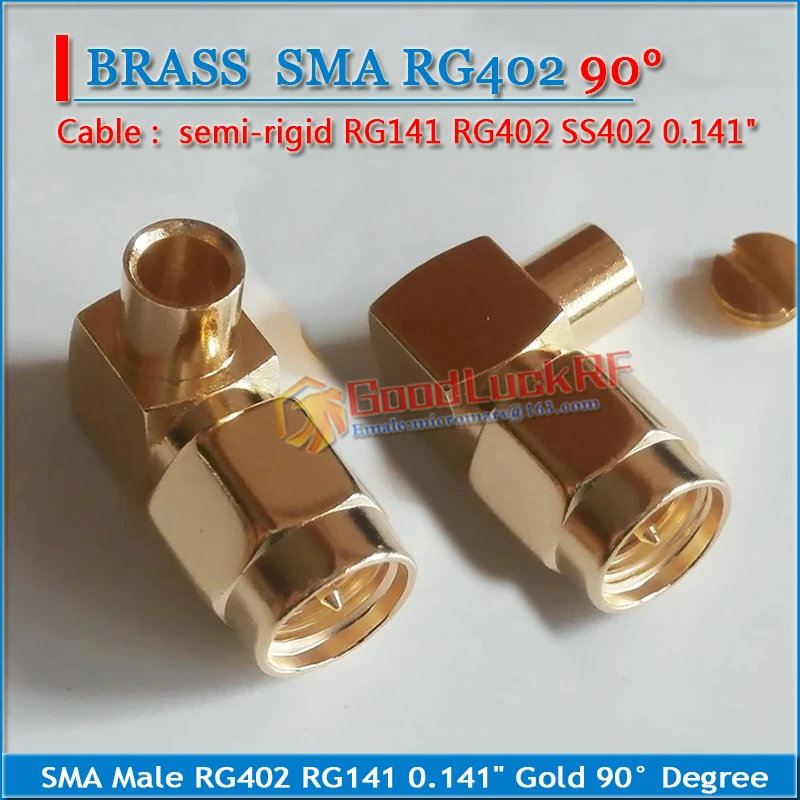 New SMA Male jack 90 Degree Right Angle Solder for semi-rigid RG141 RG402 SS402 0.141