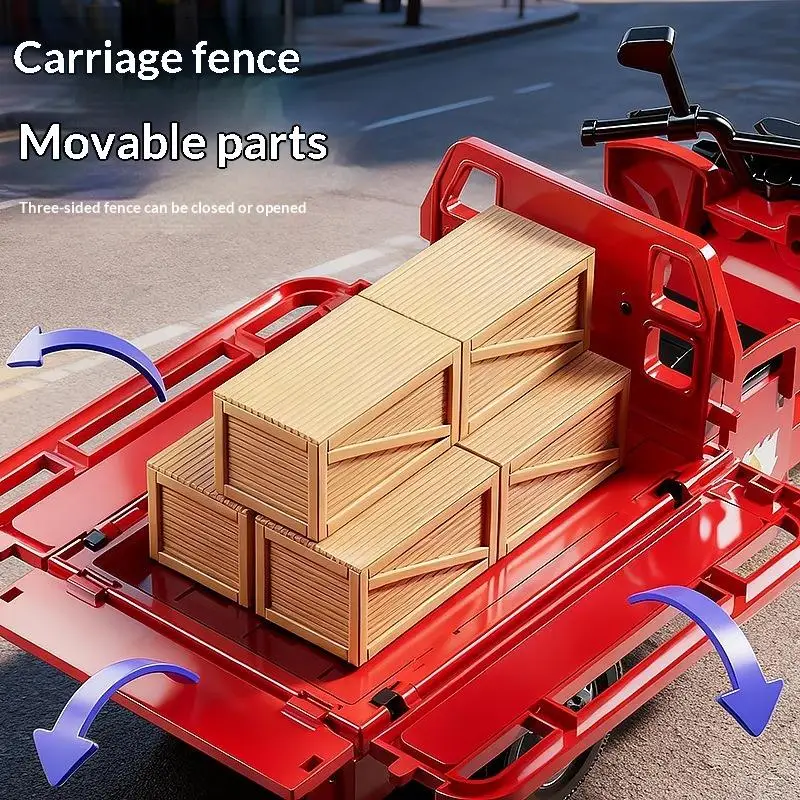 

Simulation Tricycle Toy Model Inertia Driving Courier Car Realistic Pull Truck Diecast Toys Kids Pull Back Motorcycle Boy Gift
