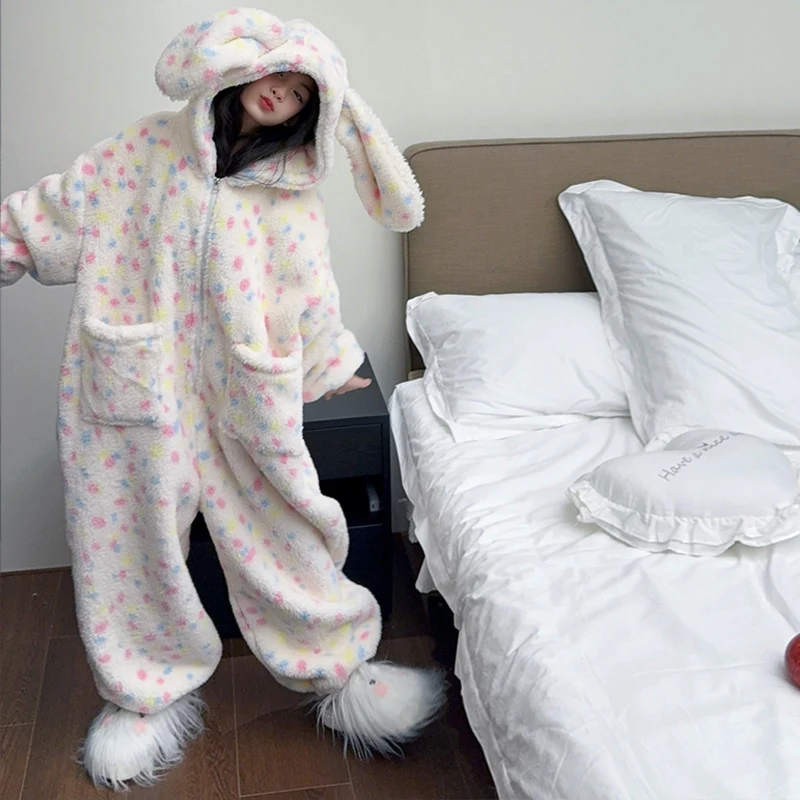 

Fall Winter Cartoon Onesies Kid Children Animal Overall Hooded Jumpsuit with Zipper Child Homewear One Piece PJ Plus Size 4-14y