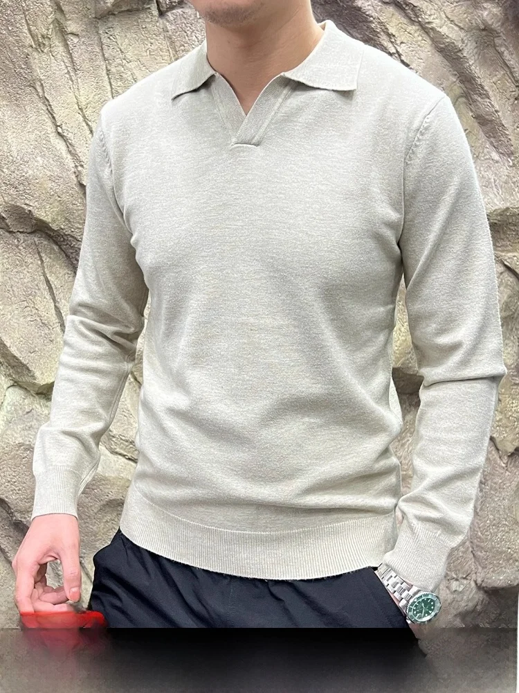 

Italian Preppy Sle Knitted Sweater Faionable Breathable V-Ne Long Sve Autumn Winter New Arrival for Young Men