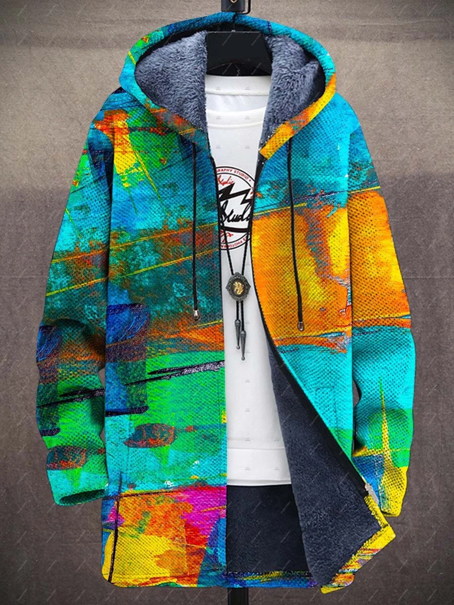 NewFashion Graffiti Gradient Colorful Tattoo Vintage Retro Harajuku 3DPrint Windbreaker Winter Overcoat Fleece Zipper Hoodies 12