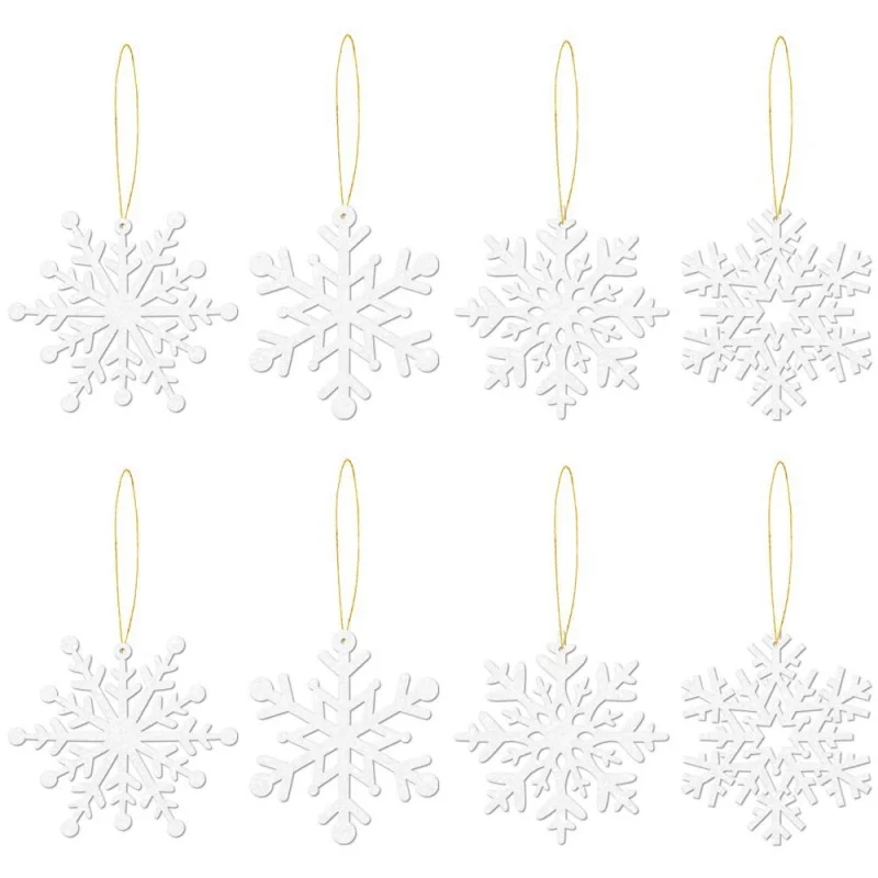 

8 Pieces Blue Snowflakes with Bright Powde Snowflakes for Christmas Tree Decoration Winter New Year Hanging Decoration