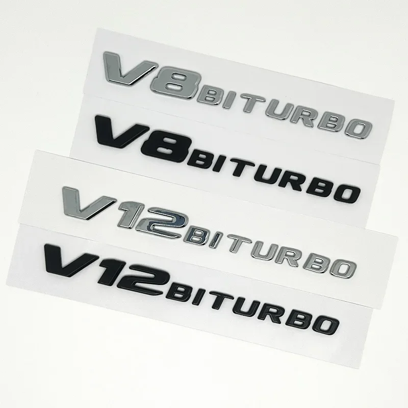 Pegatina 3D ABS para coche V12 V8 BITURBO Logo emblema insignia parte trasera pegatina de estilo de coche para Benz AMG BMW VW M