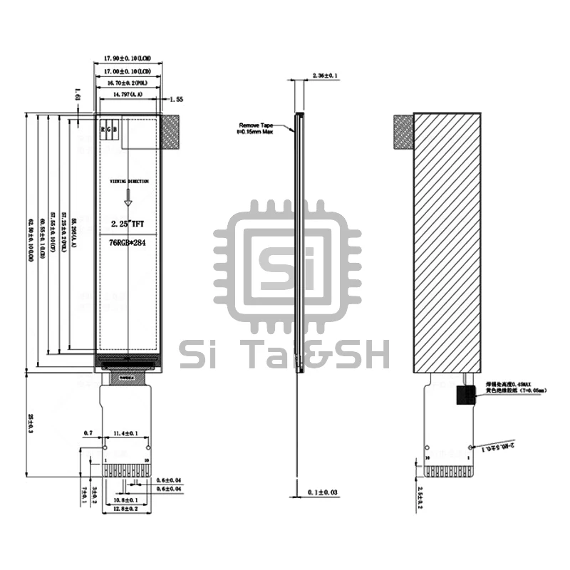 2.25-inch TFT LCD ST7789 small screen 76*284 module LCD full view SPI color screen