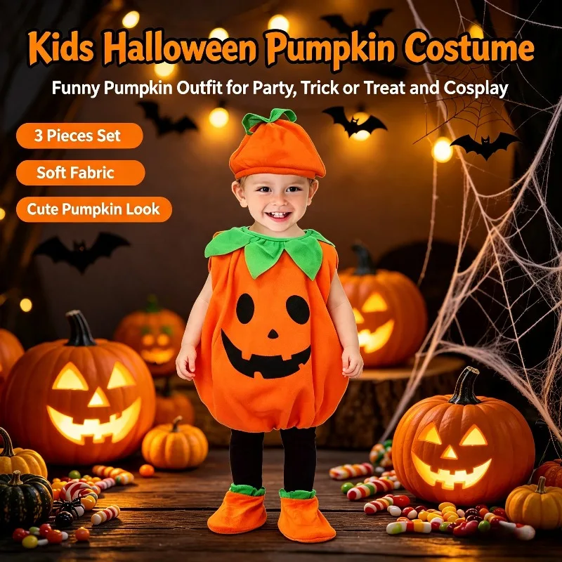 Indoor and Outdoor Cotton Warm COSPLAY Cute Pumpkin Costume Halloween Costume Children's Performance Costume Baby Cute Outfit