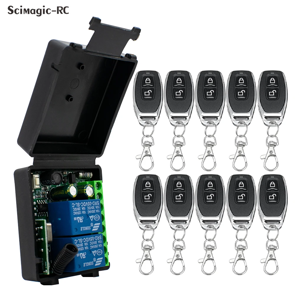 

2 Channels 433Mhz RF Wireless Remote Control Switch AC 85-256V 220V 110V Relay 2CH Receiver Module For Garage Door Curtain Light