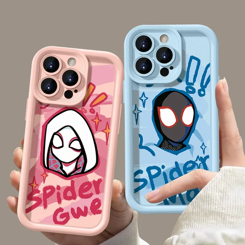 Marvel Spider Man Couple Phone Case for iPhone 15 14 13 12 11 Pro Max XS X XR 8 7 Plus SE 2020 Liquid Silicone Shockproof Cover