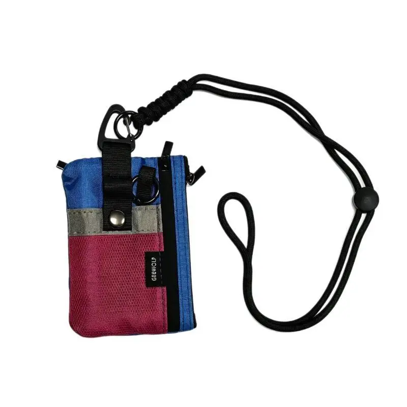 Kleines Minimalistisches Portemonnaie für Damen und Herren mit RFID-Schutz, Reißverschluss-Münzfach mit Ausweisfenster und Schlüsselanhänger, Reise-Lanyard-Geldbörse – Detail 5