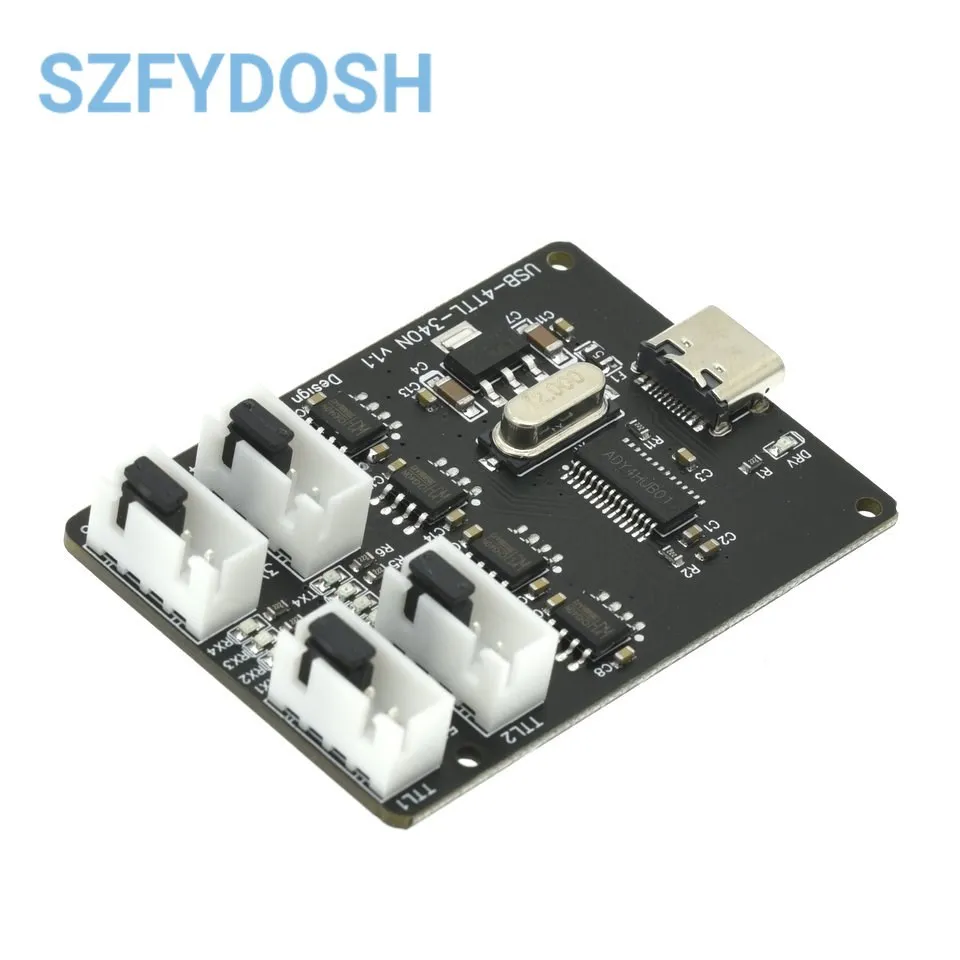 USB To TTL Module CH340 HUB TYPE-C Interface 4-Channel Four Independent TTL