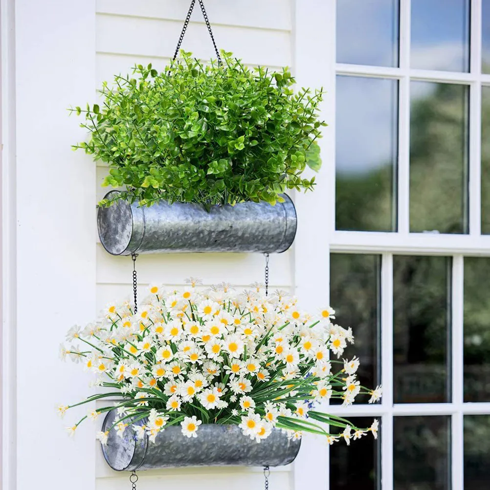 

12 шт. Искусственные растения для улицы, зеленые декоративные элементы, невыцветающие искусственные цветочные стебли для украшения сада и гостиной, пластиковые кустарники