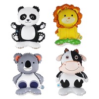Standing Lion elephant panda tiger Fox Animal Balloon Birthday Woodland Forest Theme Party Decor Retro Brown Balloon Baby Shower