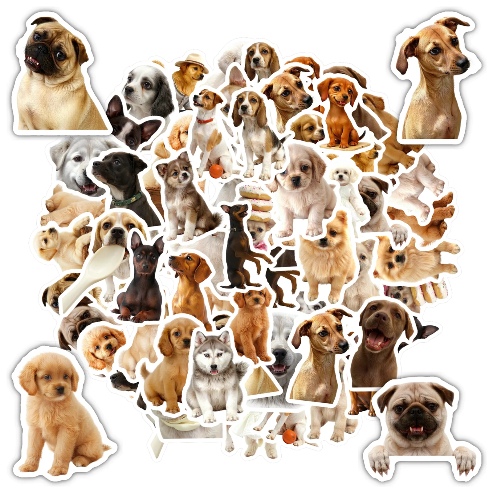 35pcs Realistic Dogs Stickers Cartoon Pets Animal Stickers PVC Sticker For Notebook Luggage Mobile Phone Cup Guitar Laptop DIY