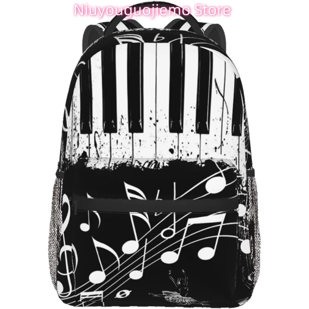 Ransel Laptop Ringan Catatan Piano Lucu Lucu Ransel Daypack Kasual Perjalanan Serbaguna Ringan Ransel Kampus Uniseks untuk M