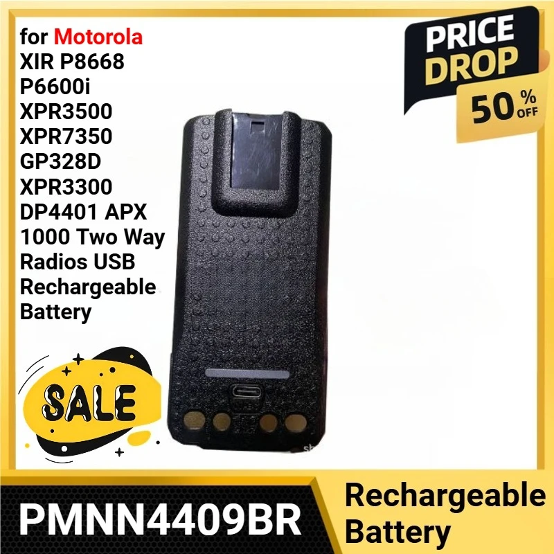 

PMNN4409BR for Motorola XIR P8668 P6600i XPR3500 XPR7350 GP328D XPR3300 DP4401 APX 1000 Two Way Radios USB Rechargeable Battery