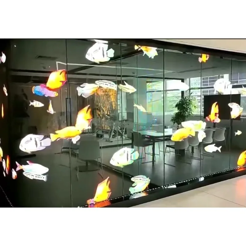 Layar LED Transparan Dalam Ruangan P2.6-P5.2 Panel Layar Kaca Transparansi Tinggi