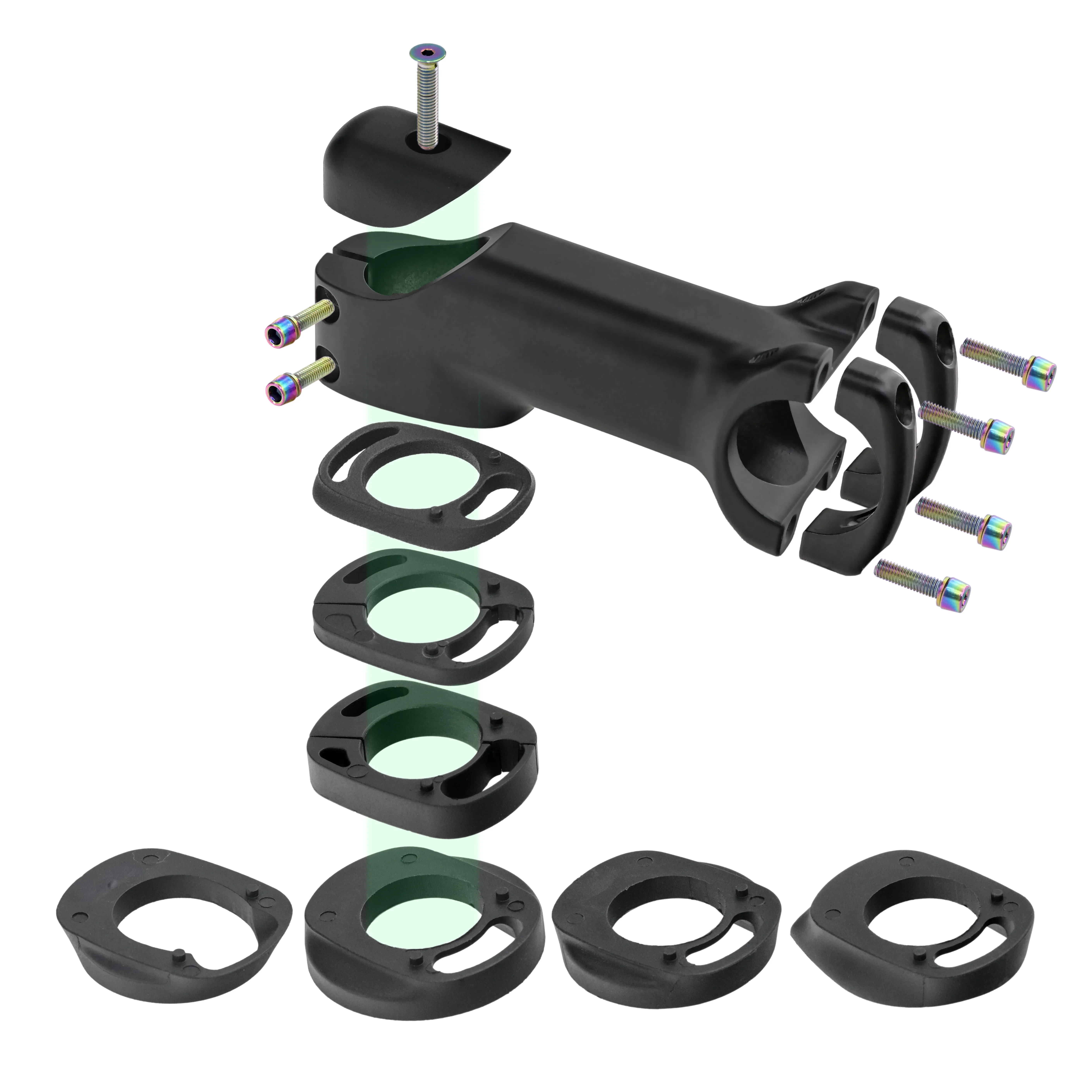 Kocevlo Bicycle Stem 28.6-31.8mm Aluminum Internal Cable Routing Stem with Spacer Road Handlebar Stem Bike Parts