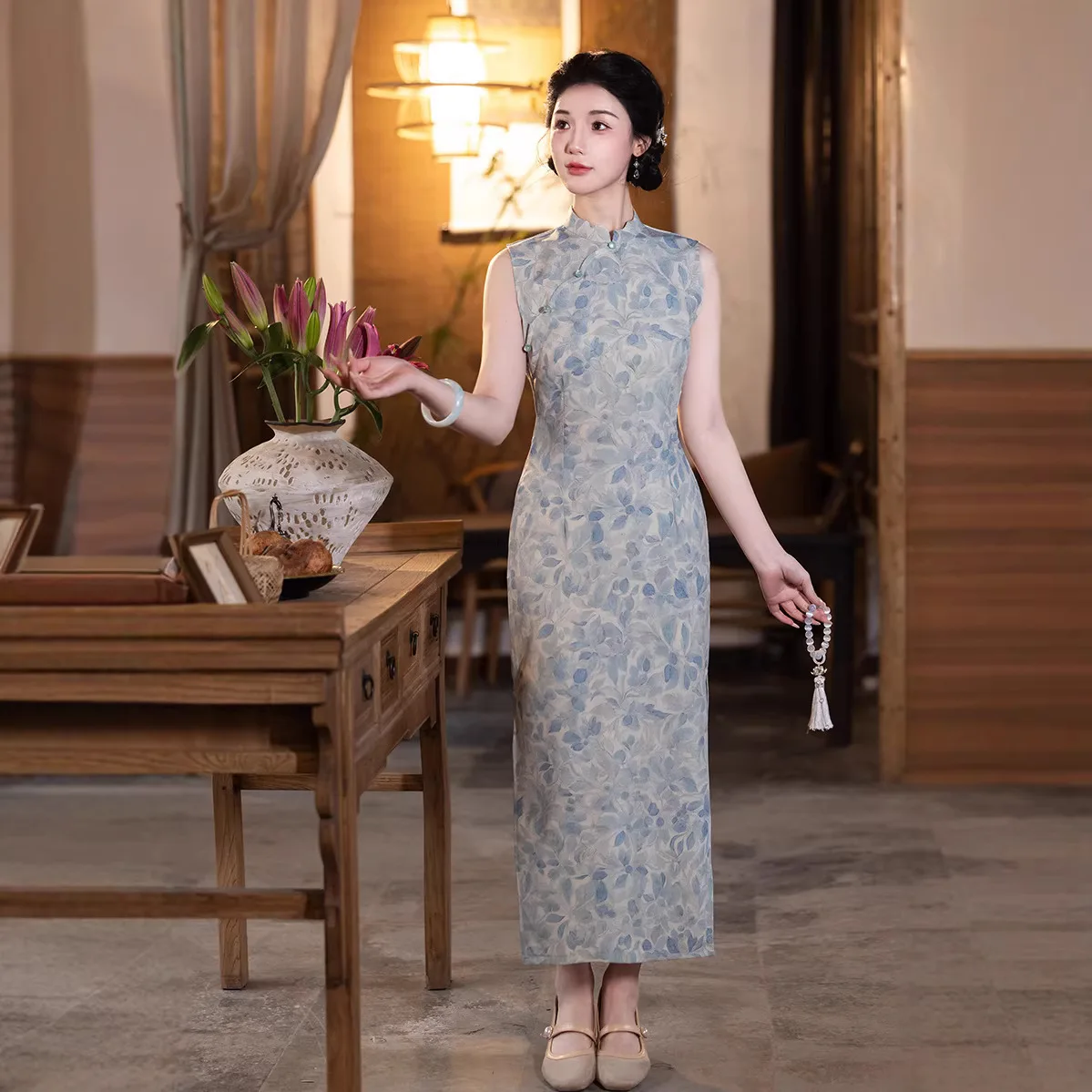 

Новое улучшенное женское летнее повседневное китайское платье-ципао без рукавов 2026 года