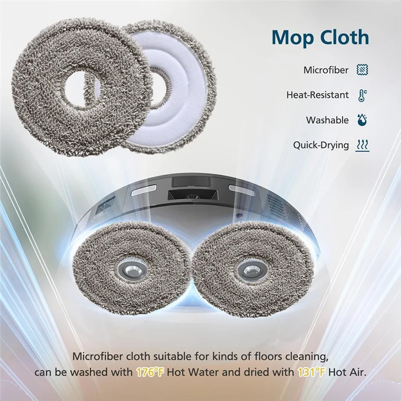 

B01C-Washable Mop Pads Replacement For Roborock Saros Z70 / Roborock G30space Vacuum Cleaner Parts 12PCS