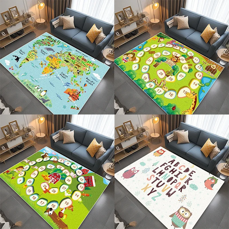 

Cute Children’S Cartoon Rug For Living Room Bedroom Bedside Non-Slip Soft Play Mat Customizable