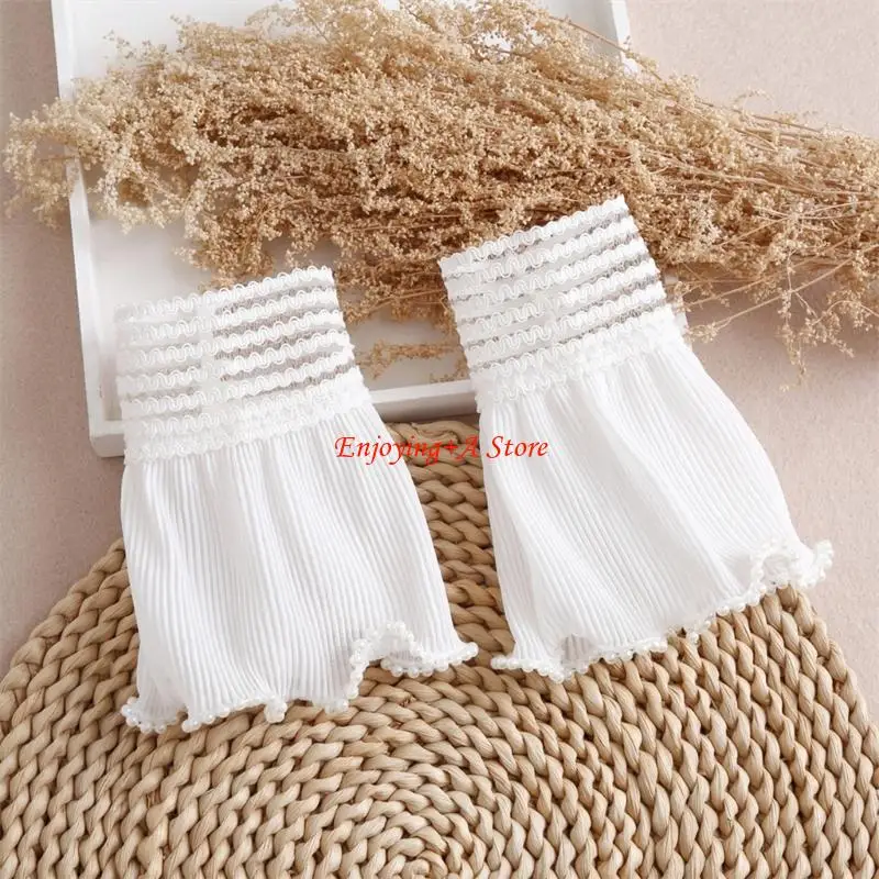 Pxpb fashion lengan lengan lipit lengan dekoratif menutupi ekstensi pergelangan tangan elastis untuk peningkatan pakaian pakaian