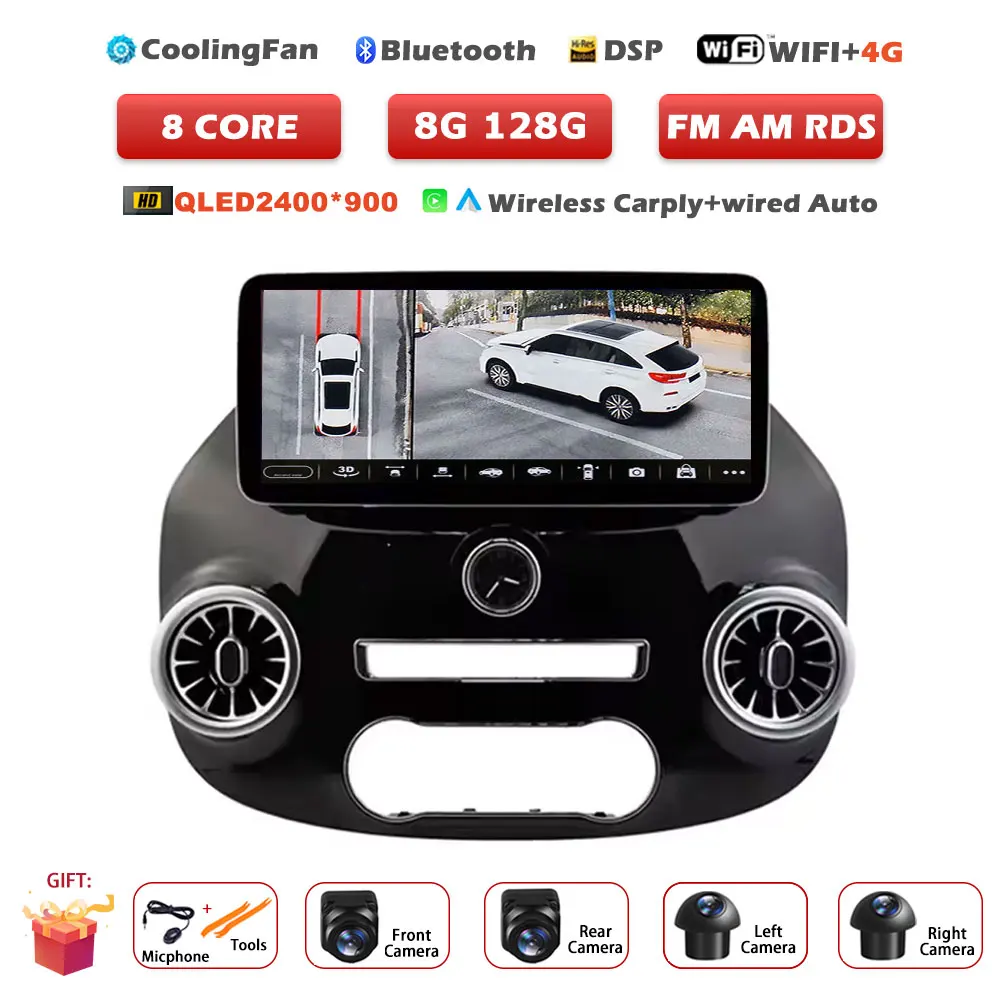 12.3 inch Android 16 Auto voor Benz Vito W447 2014-2022 autoradio multimediaspeler GPS radio draadloze CarPlay navigatietools
