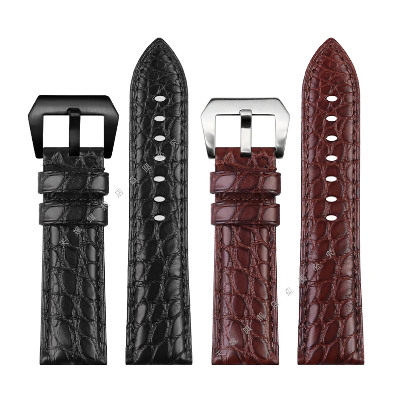 Correa de piel de cocodrilo de alta calidad para reloj Panerai 441 PAM312, pulsera de cuero genuino negro y marrón para hombre, 22mm y 24mm