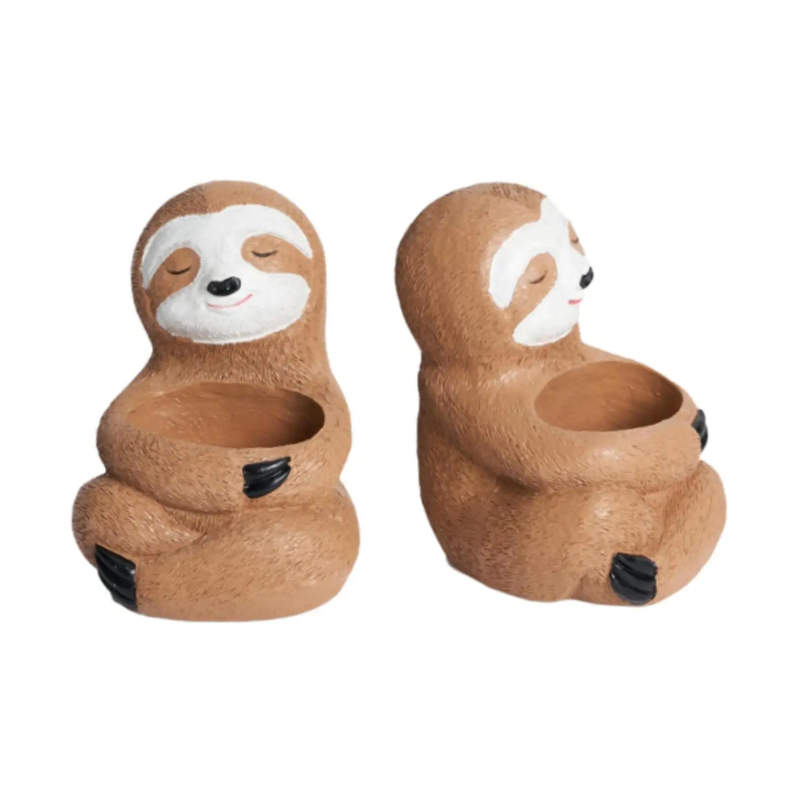 2x Sloth Plant Pots with Drainage Hole,Display Containers Animal Planters Flowerpots for Windowsill Bedroom Farm Home Desk