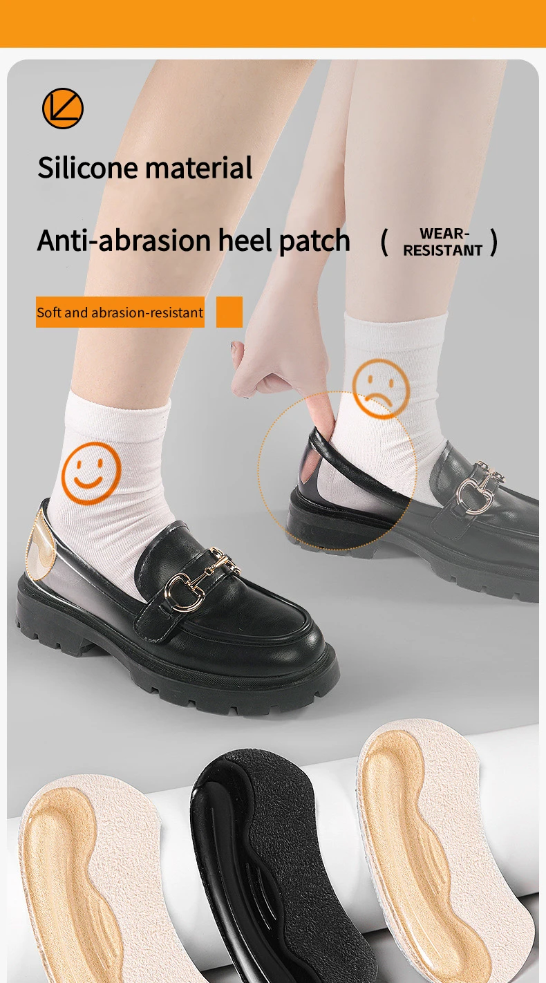 2 Stück/4 Stück Silikon-Fersenkappen, Fersenschutz, zur Größenanpassung, selbstklebend, rutschfest, Schuhpolster, zur Schmerzlinderung, Fußpflege-Einlagen. – Detail 1