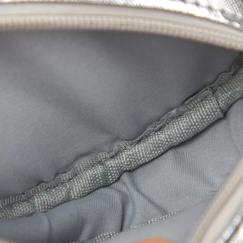 사용자 정의 이름 가죽 라운드 화장품 가방 여행 비행기 미니 Zipr 메이크업 가방 조각 여자 이어폰 보관 가방 실버 주머니